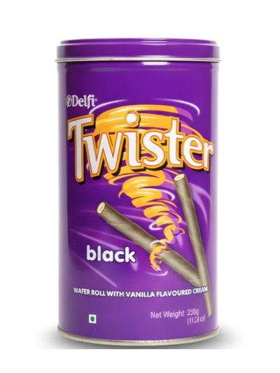 DELFI TWISTER BLACK WAFER ROLL - VANILLA FLAVOURED CREAM (320G)