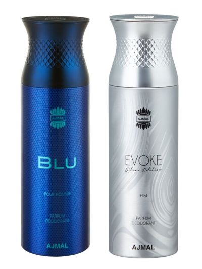 Ajmal Blu & Evoke Silver Him Deodorants for Men (pack of 2)