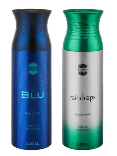 Ajmal Blu & Raindrops Deodorants for Men & Women (pack of 2)
