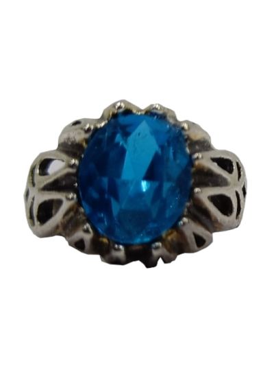 Sky Blue Stone Men's Ottoman Oval Design Ring
