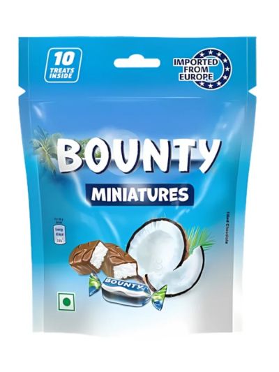 BOUNTY MINIATURES 10 TREATS 100G, FILLED CHOCOLATES (10 UNITS x 10G EACH)
