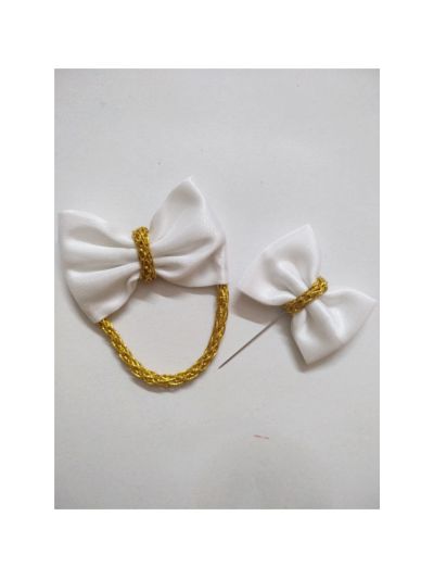 White Handmade Bow Hijab Pin & Broach 