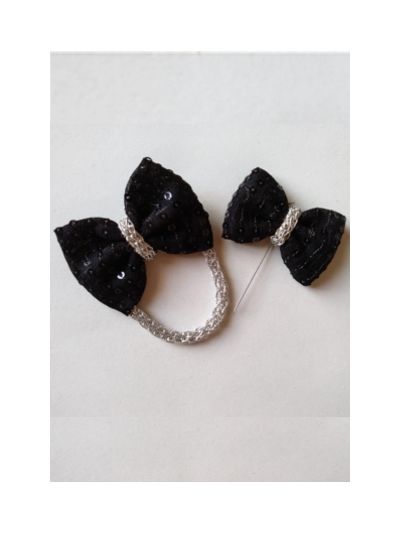Black Handmade Bow Hijab Pin & Broach 