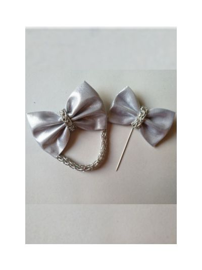 Silver Handmade Bow Hijab Pin & Broach 