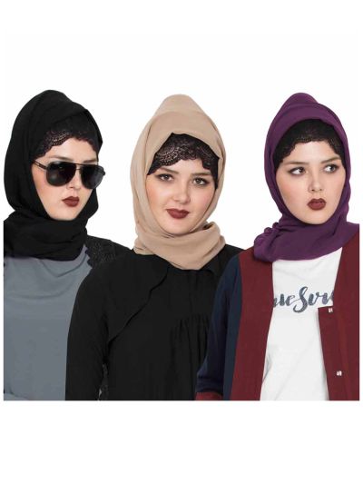 Combo Super Fine Georgette Hijab (Set of 3)