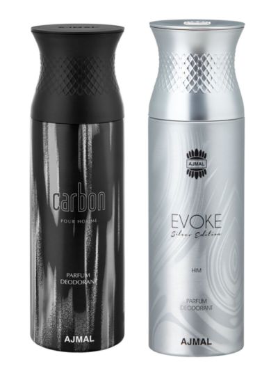 Ajmal Carbon & Evoke Silver Him Deodorants for Men (pack of 2)
