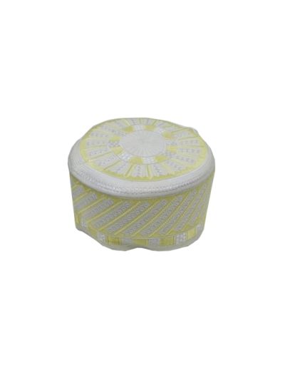 Light Yellow Mixed White Embroidery Cap (53 Cm - 20.5 Inches)