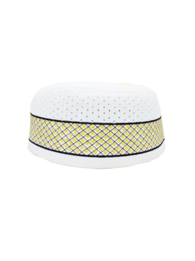 White Mixed Black Embroidery Cap