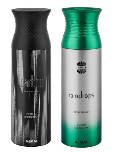 Ajmal Carbon & Raindrops Deodorants for Men & Women (pack of 2)