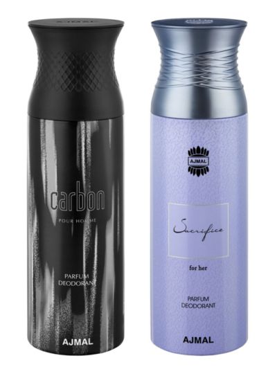 Ajmal Carbon & Sacrifice Her Deodorants for Men & Women (pack of 2)