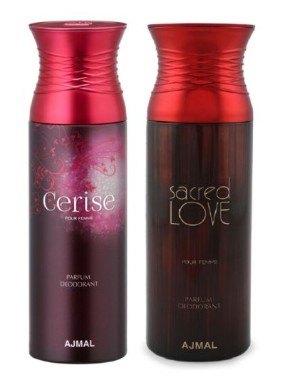 Ajmal Cerise Femme & Sacred Deodorant Spray - For Men & Women  (Pack of 2)