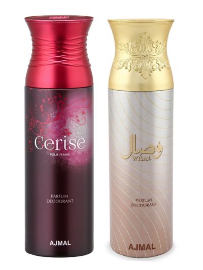 Ajmal Cerise Femme & Wisal Deodorant Spray - For Women (Pack of 2)