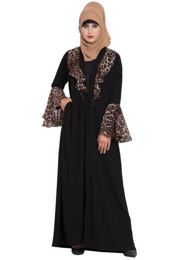 Cardigan For Abaya With Animal Print