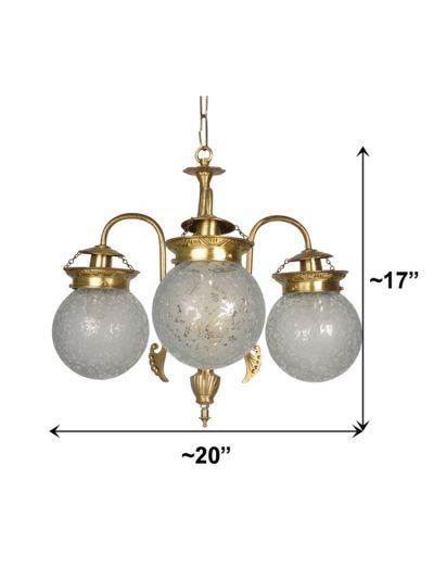 Etched Globe Small 3 Light Chandelier