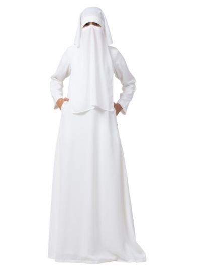 White Nida Matte Abaya & Naqaab Combo
