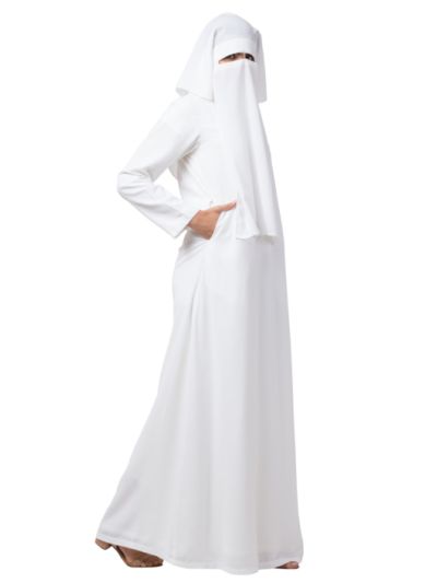 White Nida Matte Abaya & Naqaab Combo