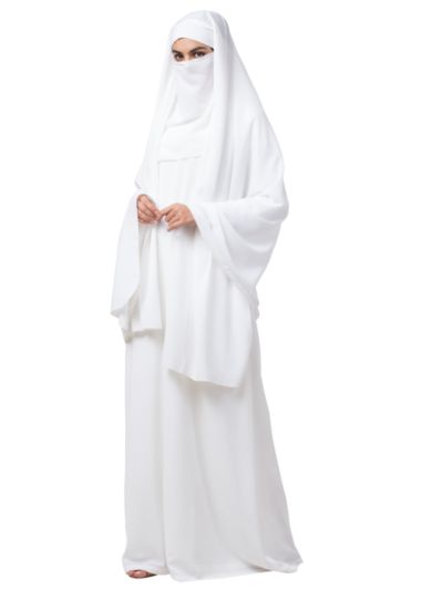 White Nida Matte Abaya & Irani Chador Combo