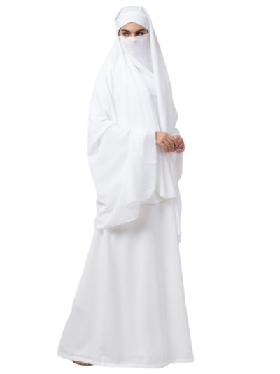 White Nida Matte Abaya & Irani Chador Combo