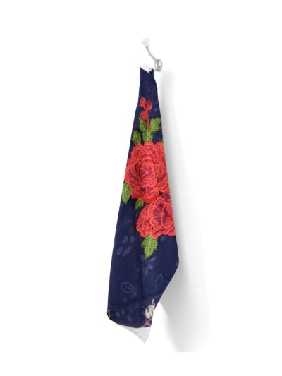 Flower Embroidered Cotton Self Design Hijab 