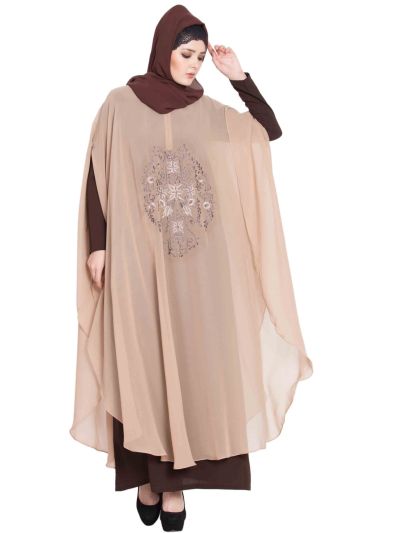 Ecrin Two Pieces Set Embroidered Cape with Inner Abaya
