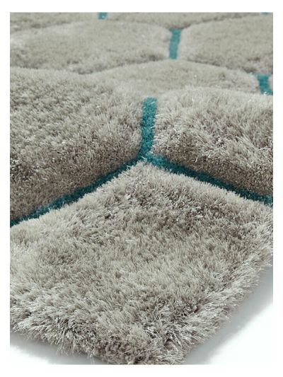 Honeycomb Grey & Teal Carpet (4ft x 6 ft)