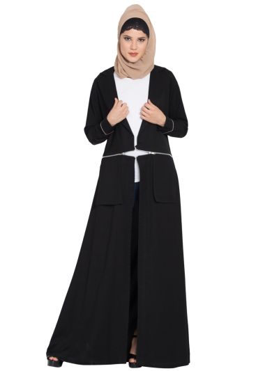 Long Stylish Coat with Zippers