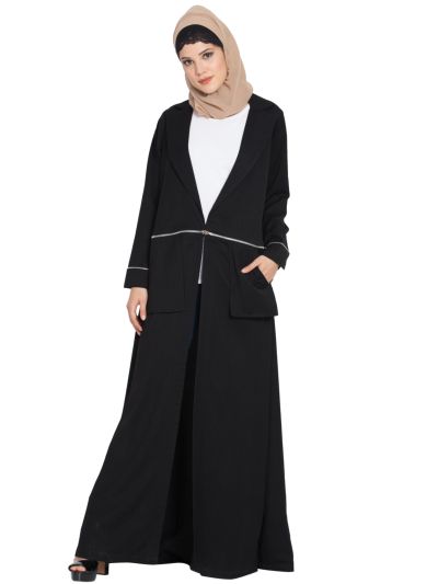 Full Sleeves Long Jacket with Matching Fabric Belt