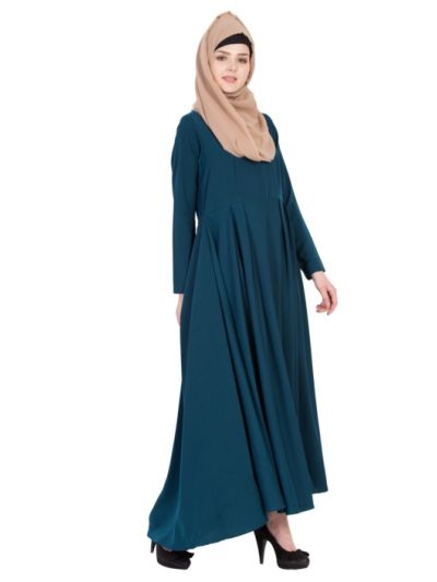 Rama Green Umbrella Abaya With Box Pleats 