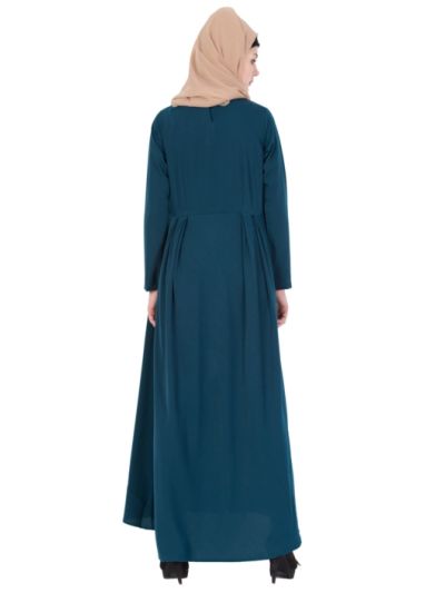 Rama Green Umbrella Abaya With Box Pleats 