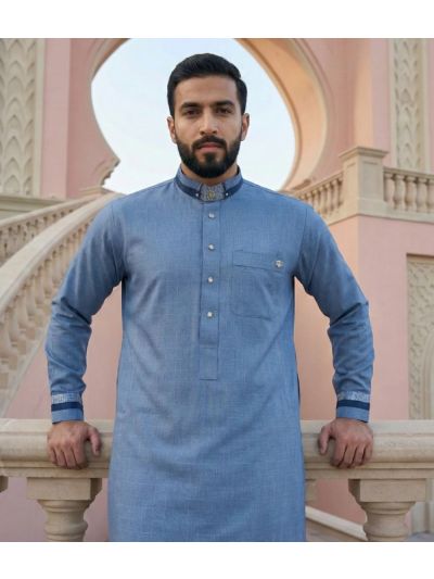 Al Noor Platinum Denim Blue Thobe
