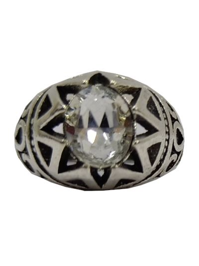 White Stone Men's Ottoman Oval Design Ring 