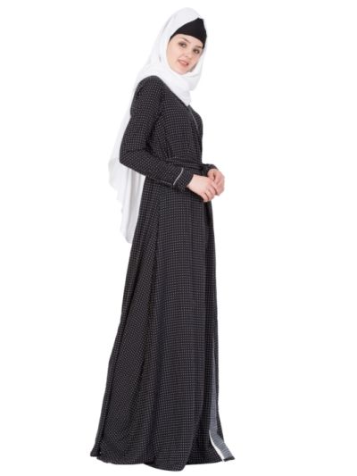 Black & White Polka Abaya