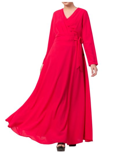 Modest Magenta Dress With Drapes