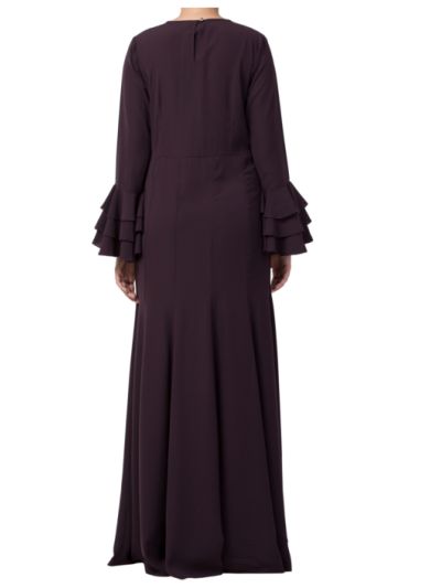 Slim Fit Dress With Multi Layered Bell Sleeves