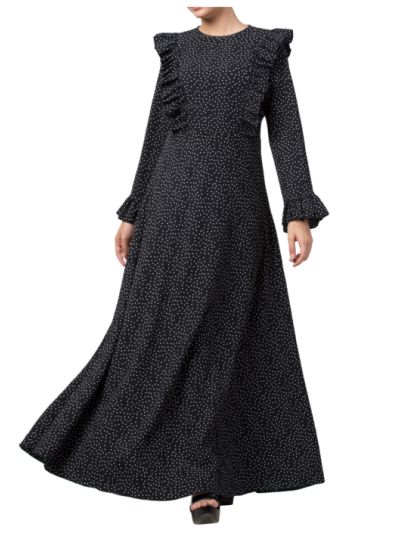 Maxi Dress With Ruffles in Polka Dots