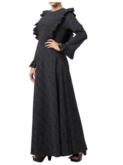 Maxi Dress With Ruffles in Polka Dots