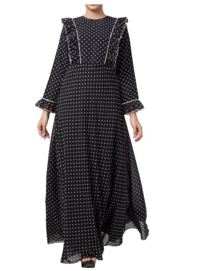 Dual Layer Maxi Dress With Polka Dots