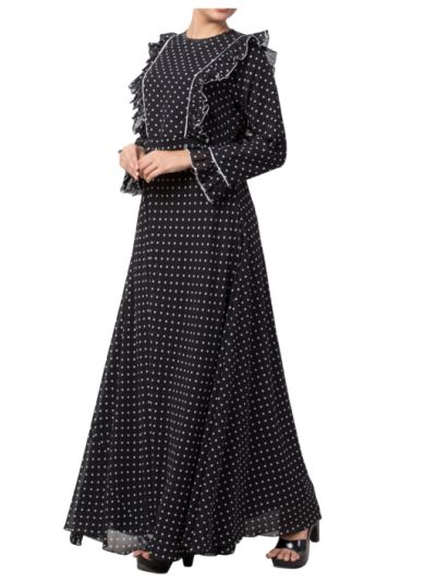 Dual Layer Maxi Dress With Polka Dots