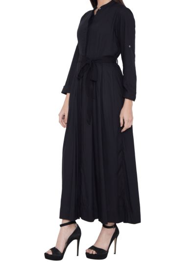 Iram Summer Dress With Horizontal Pleats On Button Panel