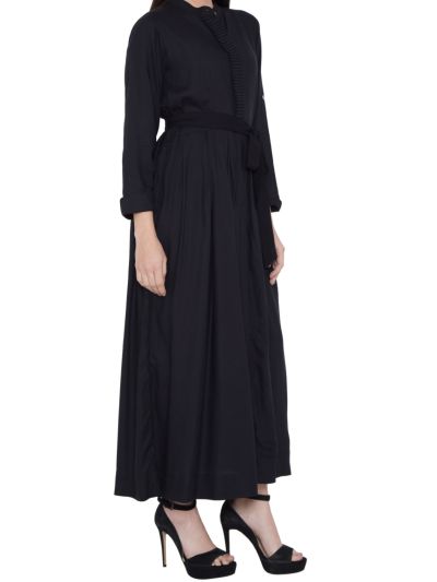 Iram Summer Dress With Horizontal Pleats On Button Panel