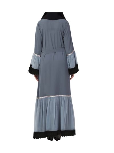 Front Open Abaya With Lace work & Layers of Georgette