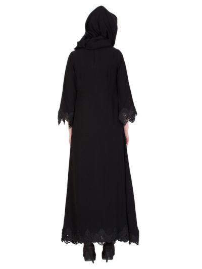Princess Black Abaya With Lace