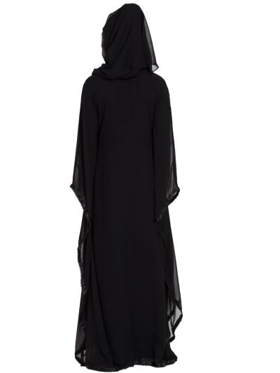 Designer Abaya with Pearl Lace Borders