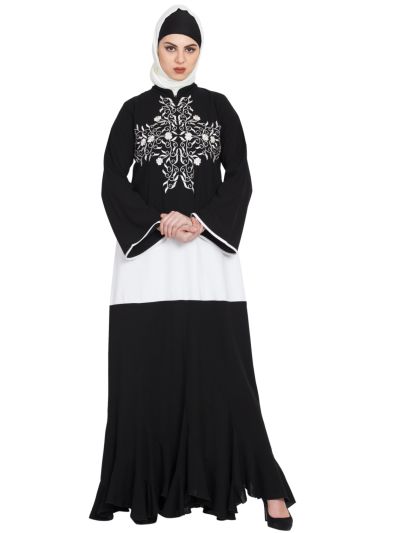 Frilled Bottom Embroidered Designer Abaya
