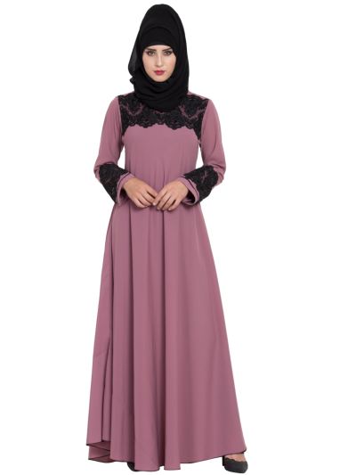 Occasional Abaya Dress with Work on Yoke & Sleeves