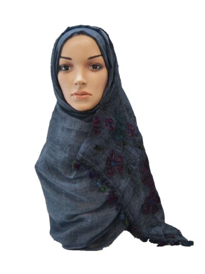 Floral Embroidery With Lace Work Hijab