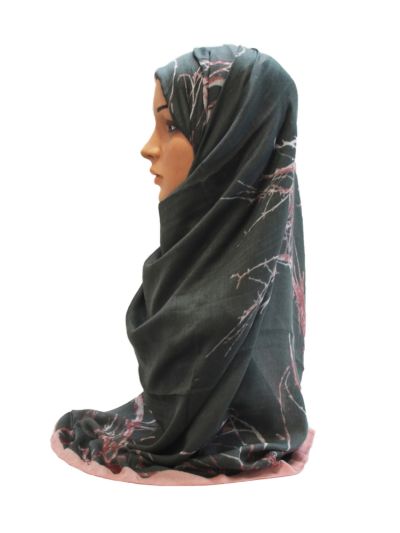 Dried Eco Print With Fringes Hijab
