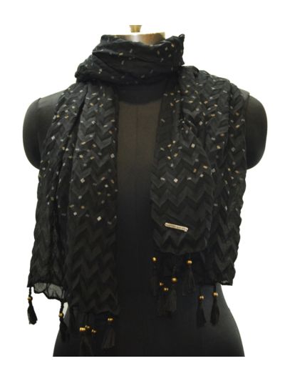 Crushed Rubber Print With Tassels