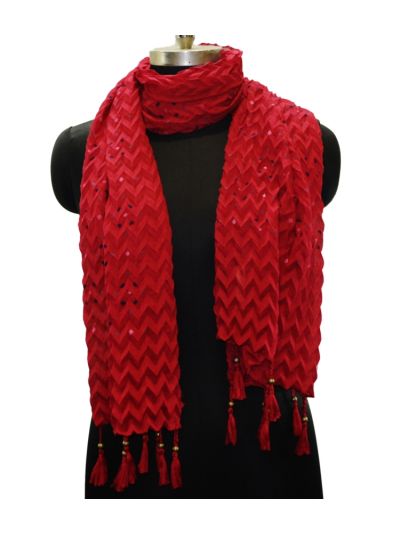 Crushed Rubber Print With Tassels