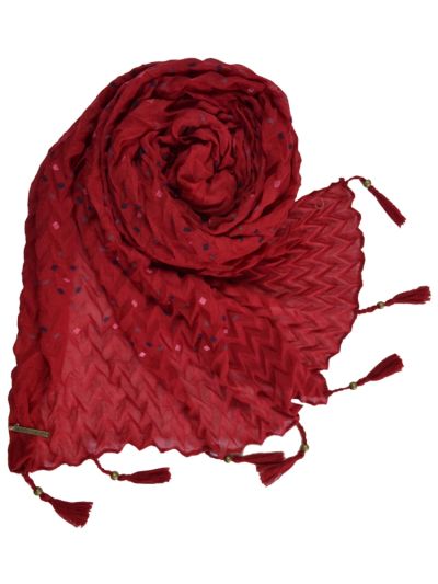 Crushed Rubber Print With Tassels
